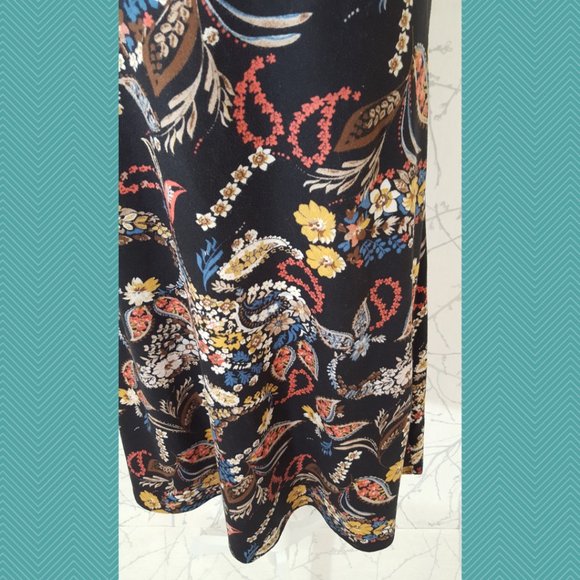 Four Threads Black Floral Print A-Line Dress w/ Tassels - Picture 3 of 6